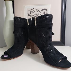 Black Suede Ankle Boots Sz 10